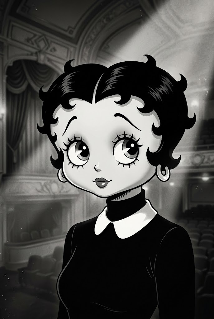 Betty Boop classic monochrome black and white vintage cartoon wallpaper