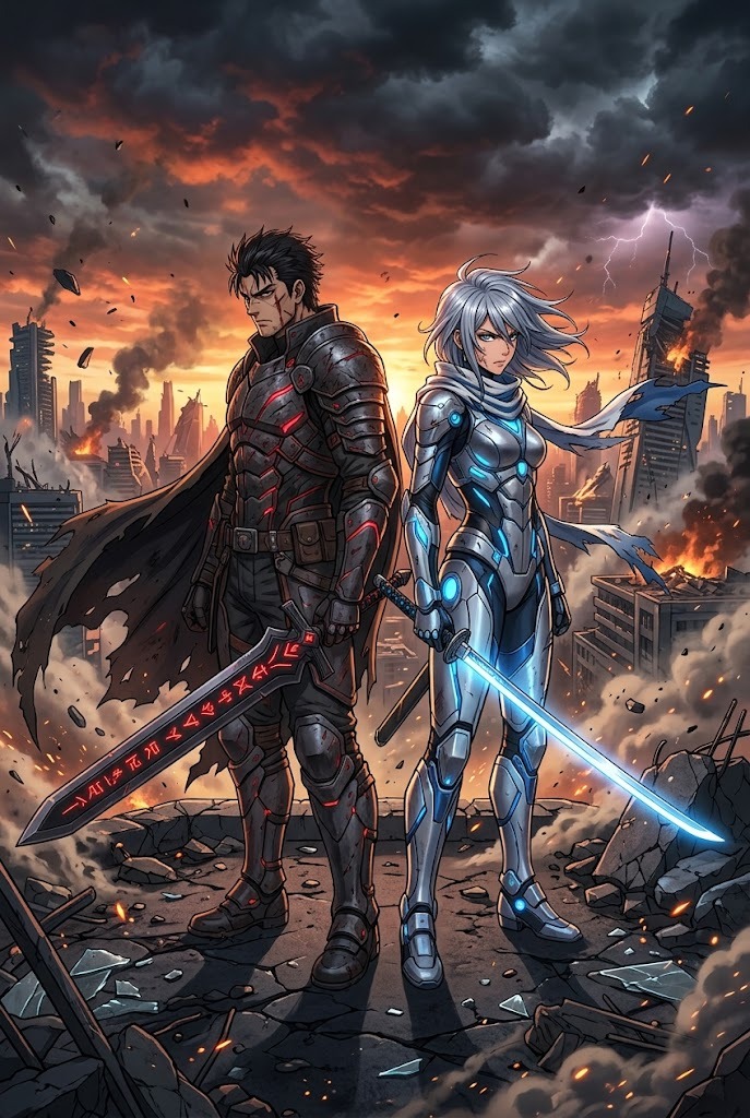 Cool anime battle scene wallpaper with dynamic kinetic motion