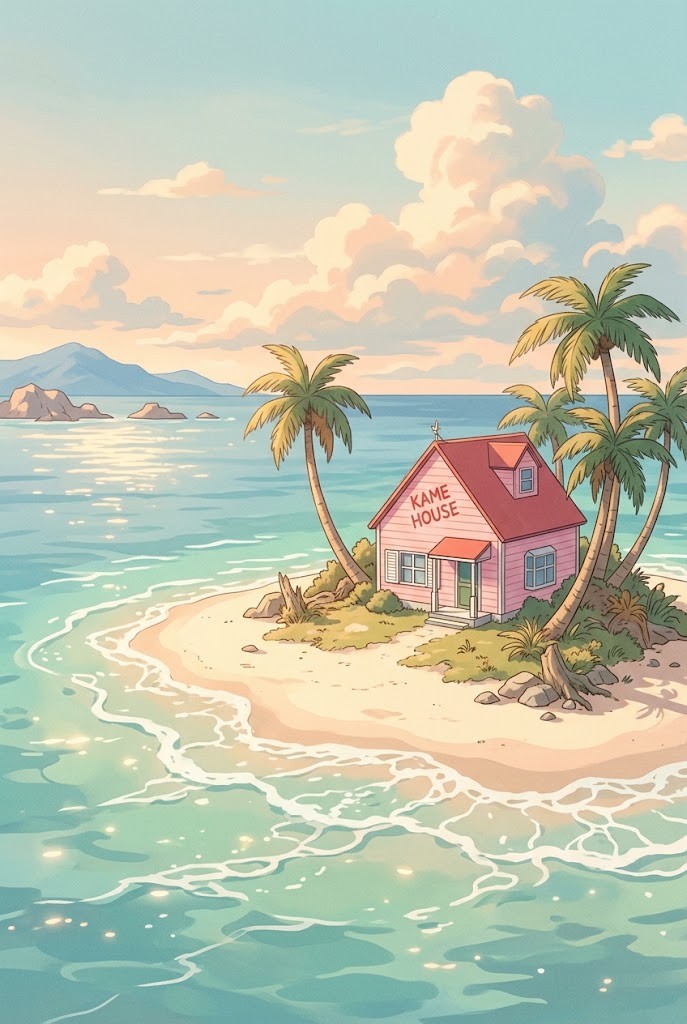 Kame House island Dragon Ball Z anime scenery wallpaper aesthetic