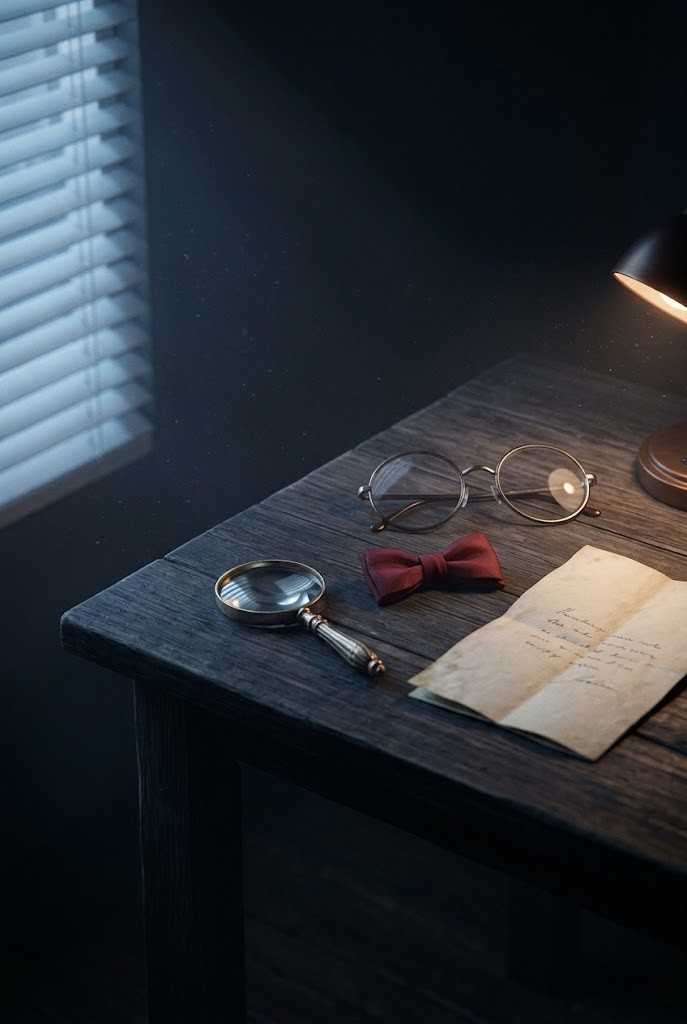Detective Conan retro desk objects mystery investigation anime wallpaper
