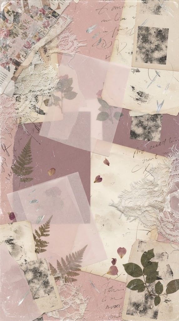 Grunge wallpaper soft pink vintage scrapbook with torn paper and lace