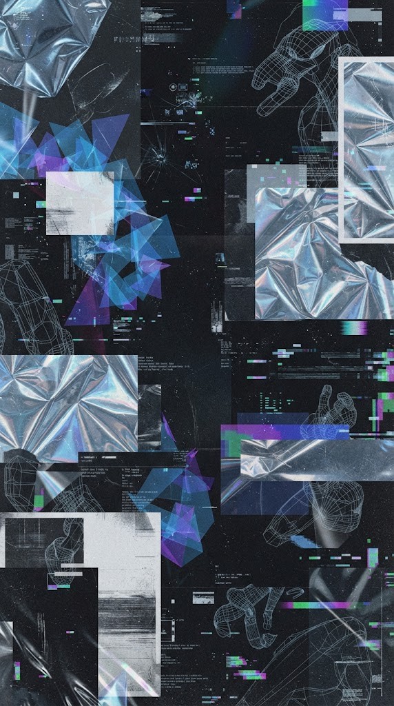 Grunge wallpaper Y2K cyber chrome and holographic foil texture