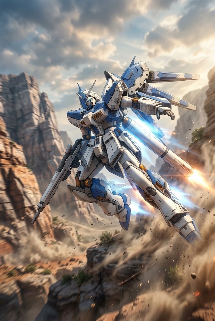 Gundam flying canyon action mecha anime wallpaper