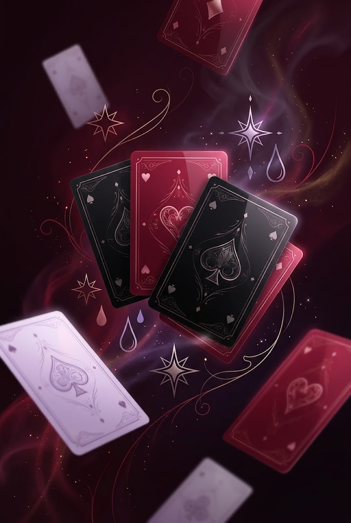 Hisoka inspired aesthetic playing cards wallpaper with transmuter glow