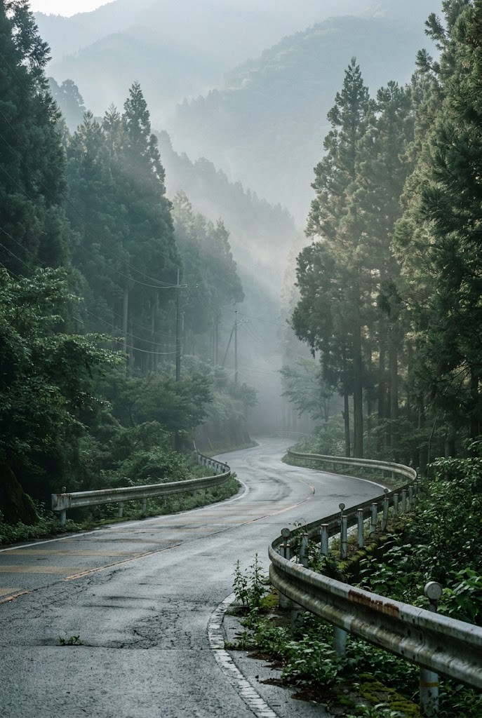Initial D misty Japanese mountain road touge hairpin curves wallpaper
