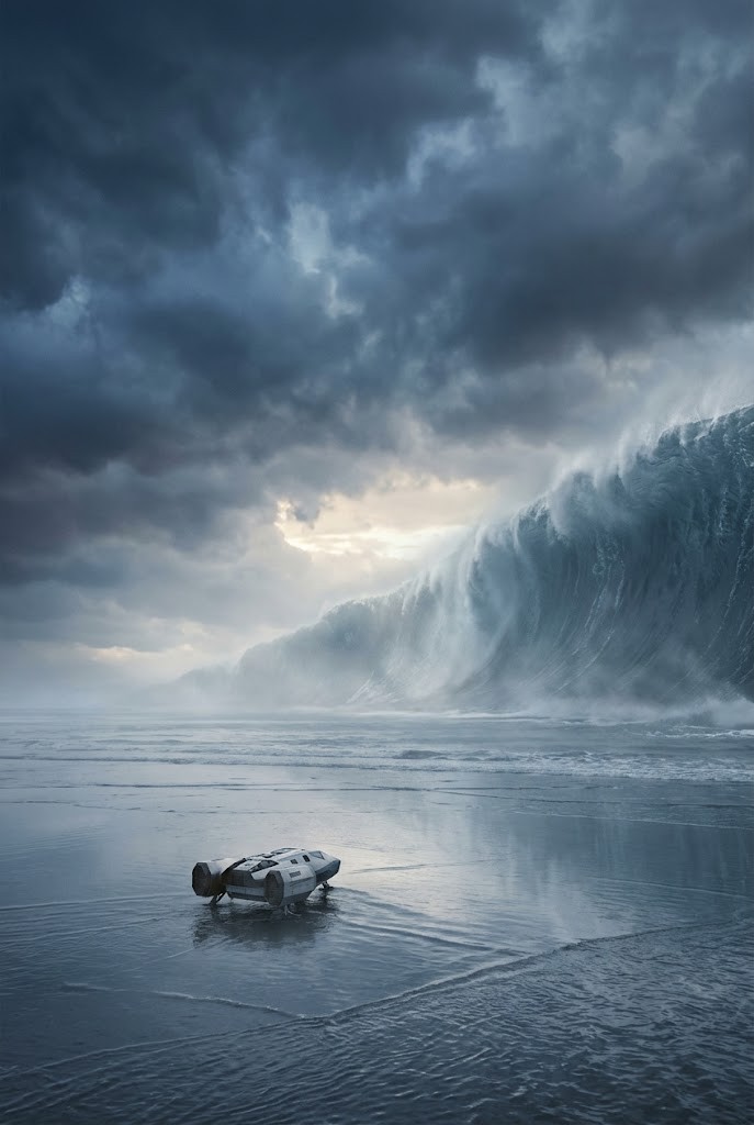 Interstellar Miller planet colossal tidal wave ocean sci-fi wallpaper