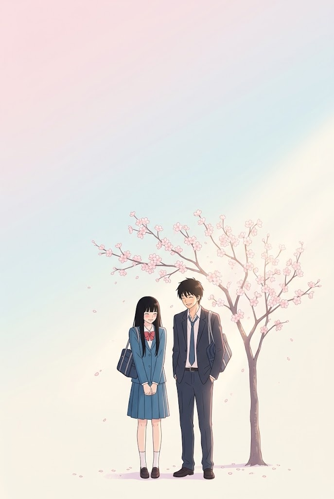 Kimi ni Todoke aesthetic cherry blossom couple wallpaper for phone
