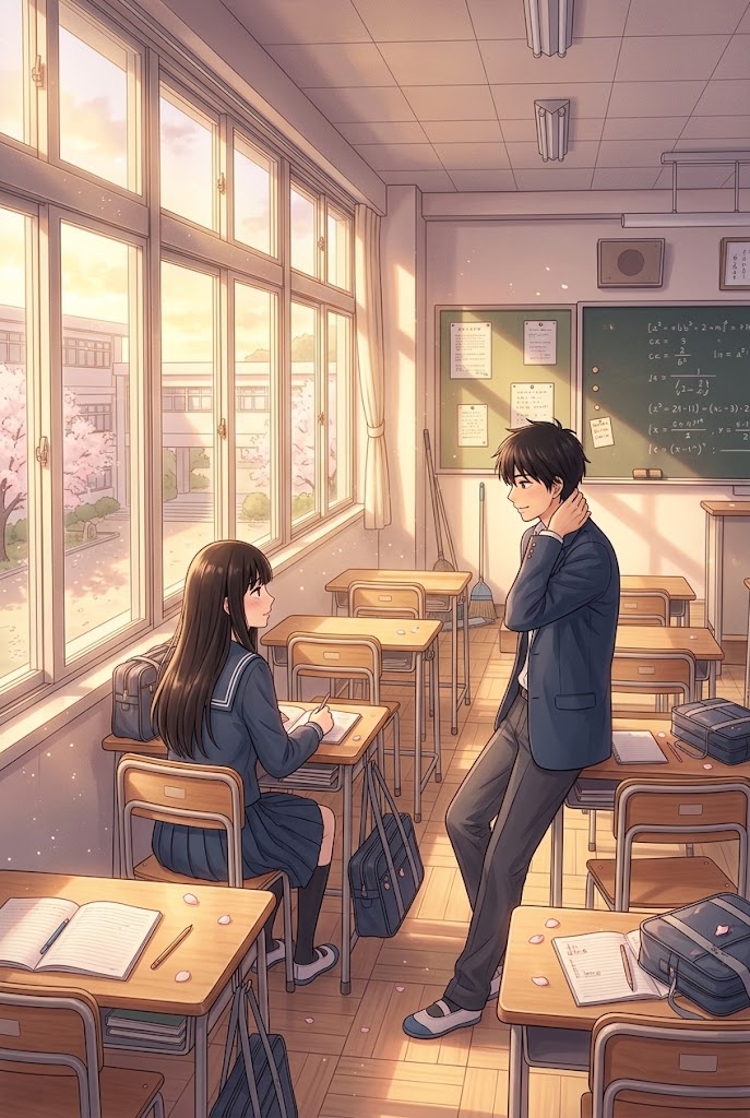 Kimi ni Todoke classroom aesthetic anime wallpaper with soft sunlight