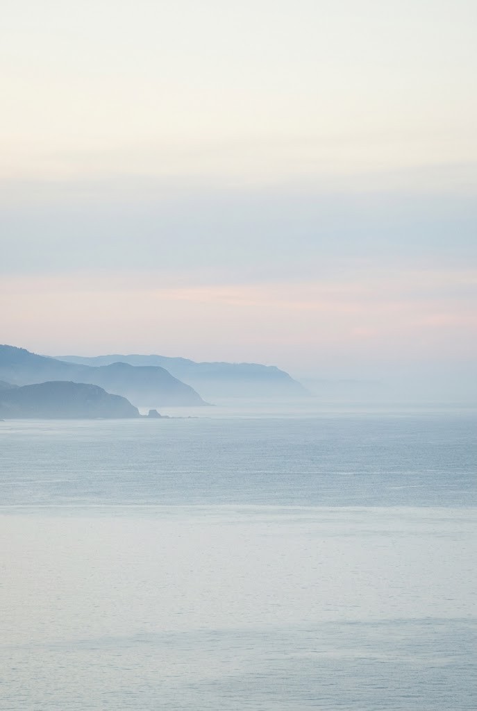 Foggy morning coastal mist minimalist sea vertical wallpaper