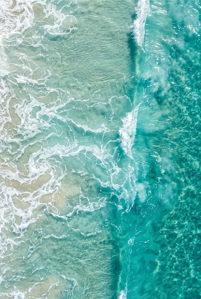 Turquoise ocean waves seafoam aesthetic wallpaper for phone