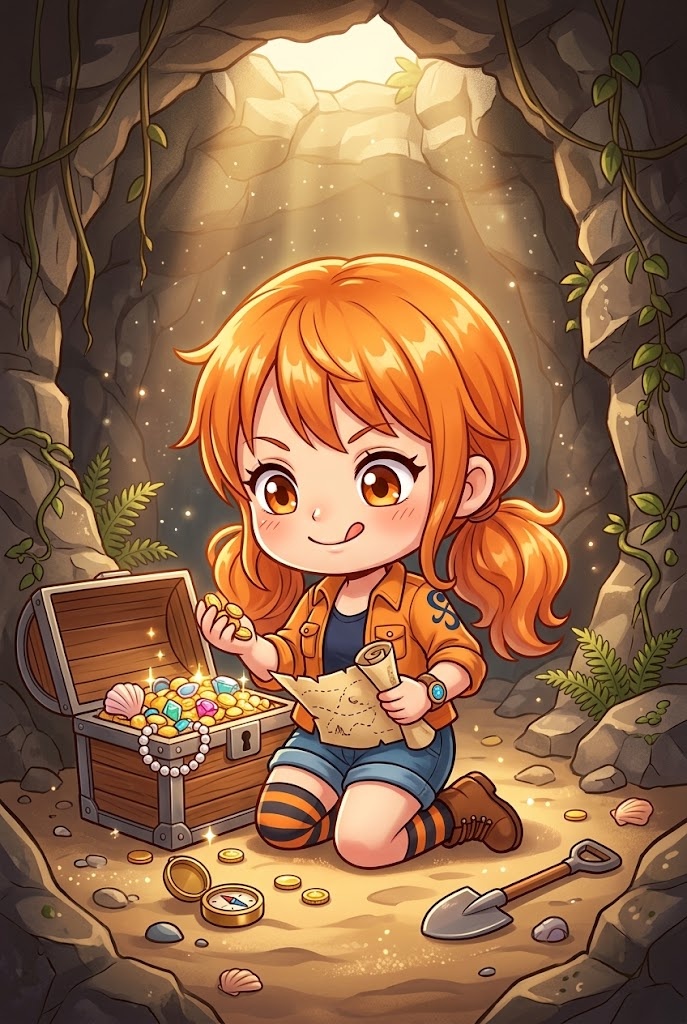 Nami One Piece chibi treasure anime wallpaper
