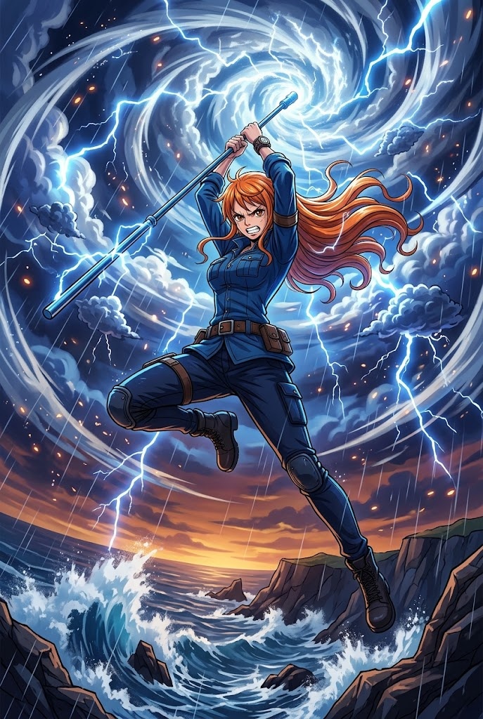 Nami One Piece Clima-Tact lightning anime wallpaper