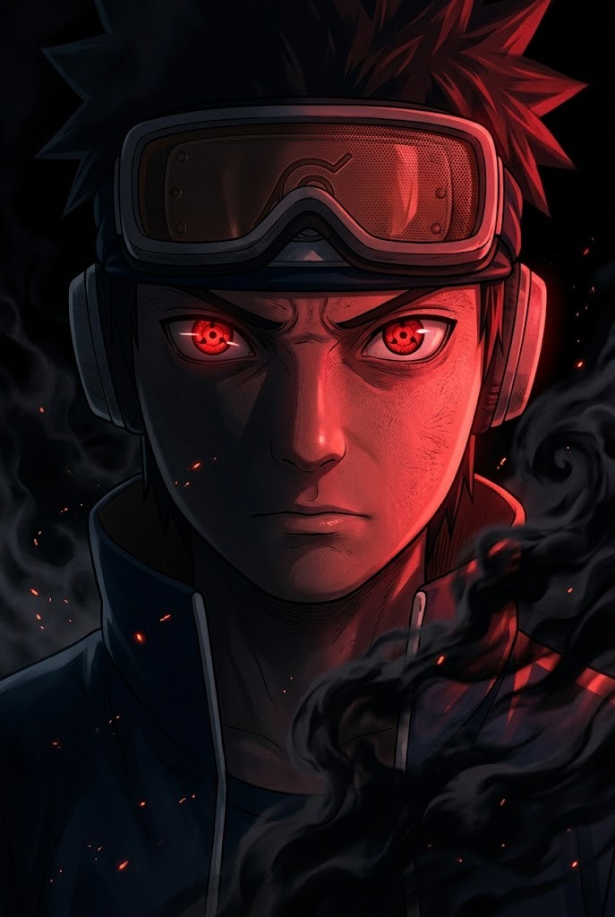Obito Uchiha Mangekyo Sharingan and Rinnegan Akatsuki dark anime art wallpaper