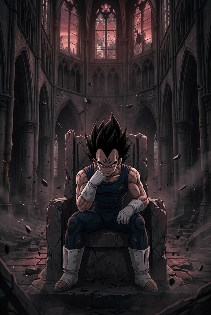Majin Vegeta throne dark gothic DBZ anime wallpaper