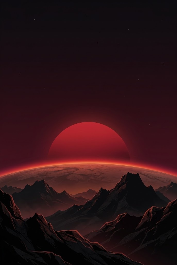 Planet Vegeta minimalist red sun alien space landscape wallpaper