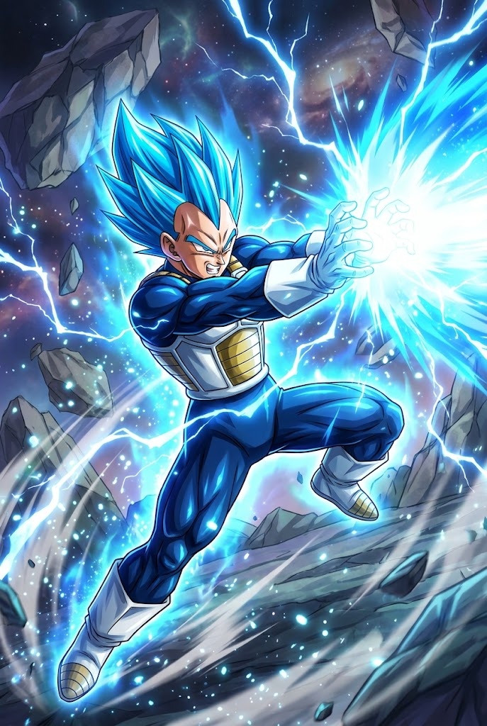 Super Saiyan Blue Vegeta Final Flash Dragon Ball Super action wallpaper