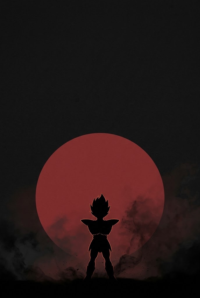 Vegeta minimalist red sun silhouette dark anime phone wallpaper